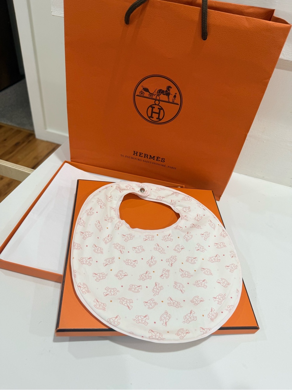 Hermes Baby Bib - Luxury Cotton Kids Accessory